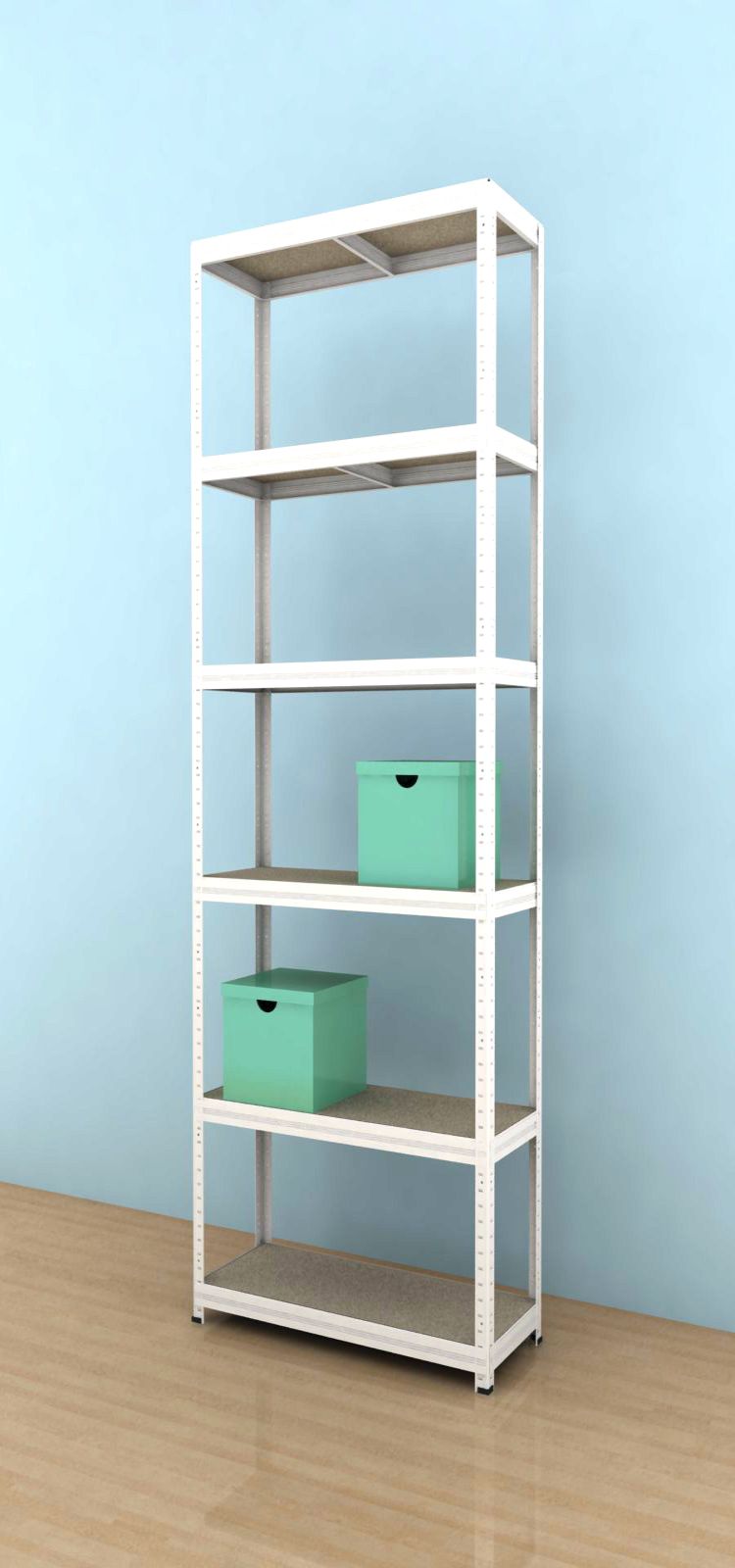 Regál Futur 2400x750x350/6, biela, 350 kg/pol.