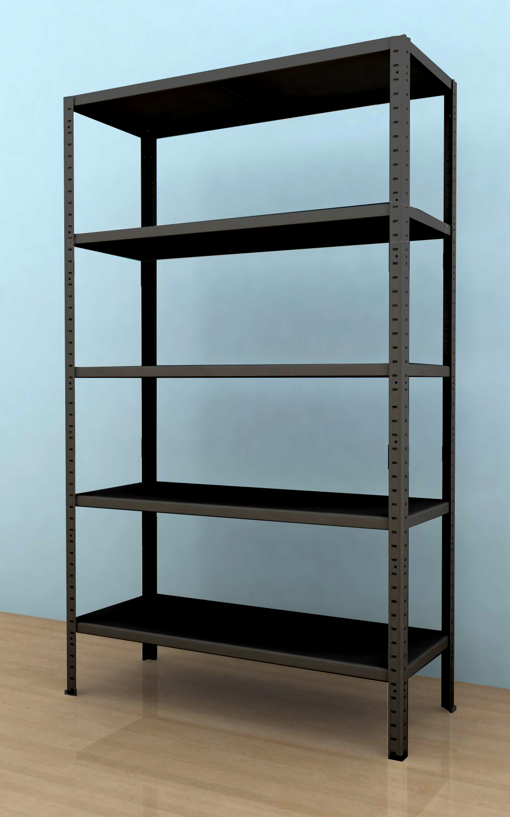 Kovový regál Drumy 1800x900x400/5, 130 kg/pol., čierna