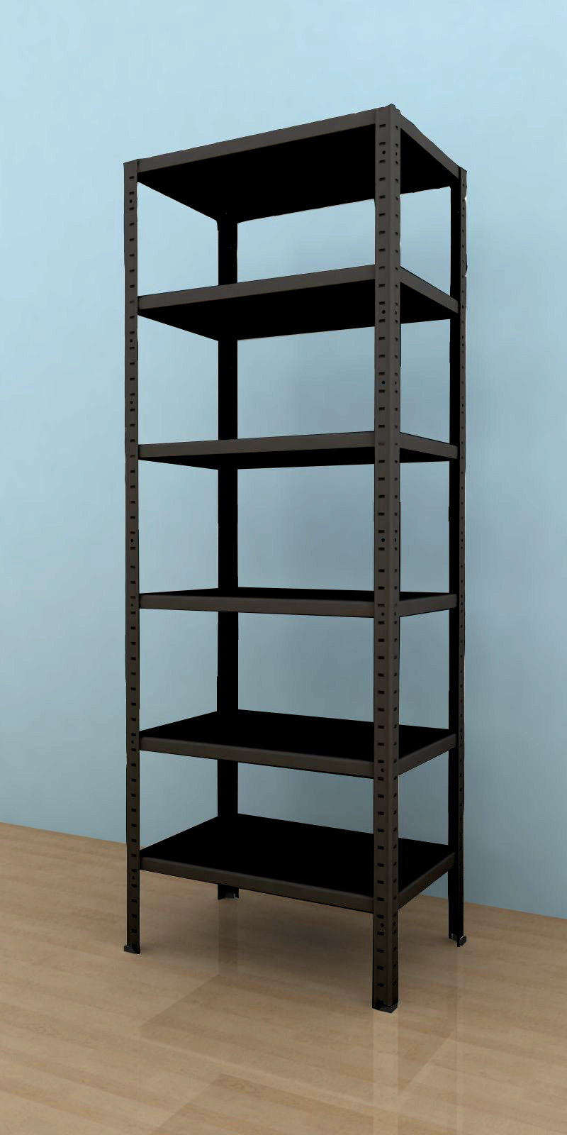 Kovový regál Drumy 2100x800x400/6, 130 kg/pol., čierna