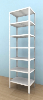 Kovový regál Drumy 2400x1000x400/7, 130 kg/pol., biela 
