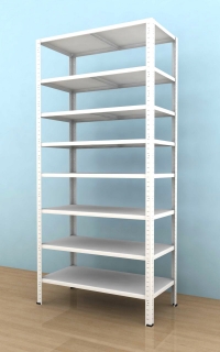 Kovový regál Drumy 2000x1000x400/8, 130kg/pol., biela