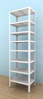 Kovový regál Drumy 2700x1000x400/8, 130kg/pol., biela 