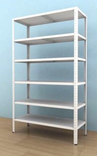 Kovový regál Drumy 1600x1000x400/6, 130kg/pol., biela