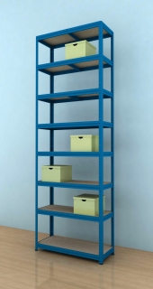 Regál Futur 2700x900x450/8, modrá, 350 kg/pol.