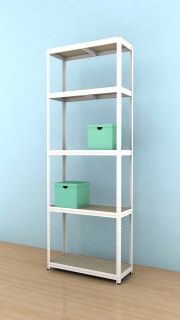 Regál Futur 2400x900x450/5, biela, 350 kg/pol.