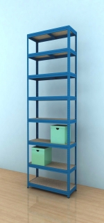 Regál Futur 2400x750x350/8, modrá, 350 kg/pol.