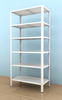 Kovový regál Drumy 2100x1000x400/6, 130 kg/pol., biela 