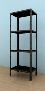 Kovový regál Drumy 1800x600x400/4, 130 kg/pol., čierna 