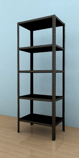 Kovový regál Drumy 2000x800x400/5, 130kg/pol., čierna