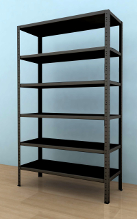 Kovový regál Drumy 2000x1000x400/6, 130kg/pol., čierna 