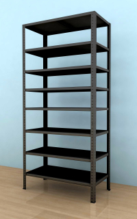 Kovový regál Drumy 2000x1000x400/8, 130kg/pol., čierna 