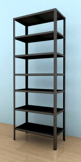 Kovový regál Drumy 2100x600x400/7, 130 kg/pol., čierna 