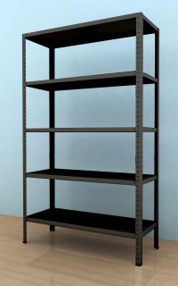 Kovový regál Drumy 2100x1000x400/5, 130 kg/pol., čierna 