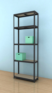 Regál Futur 1800x750x350/5, čierna, 350 kg/pol.